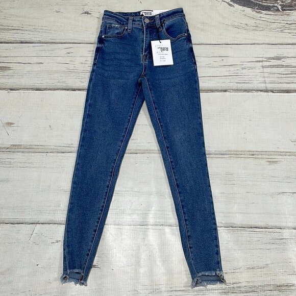 Insane Gene Jeans NWT Hi-Rise Ankle Skinny Medium Wash Blue Denim Size 1 24 - Picture 3 of 13